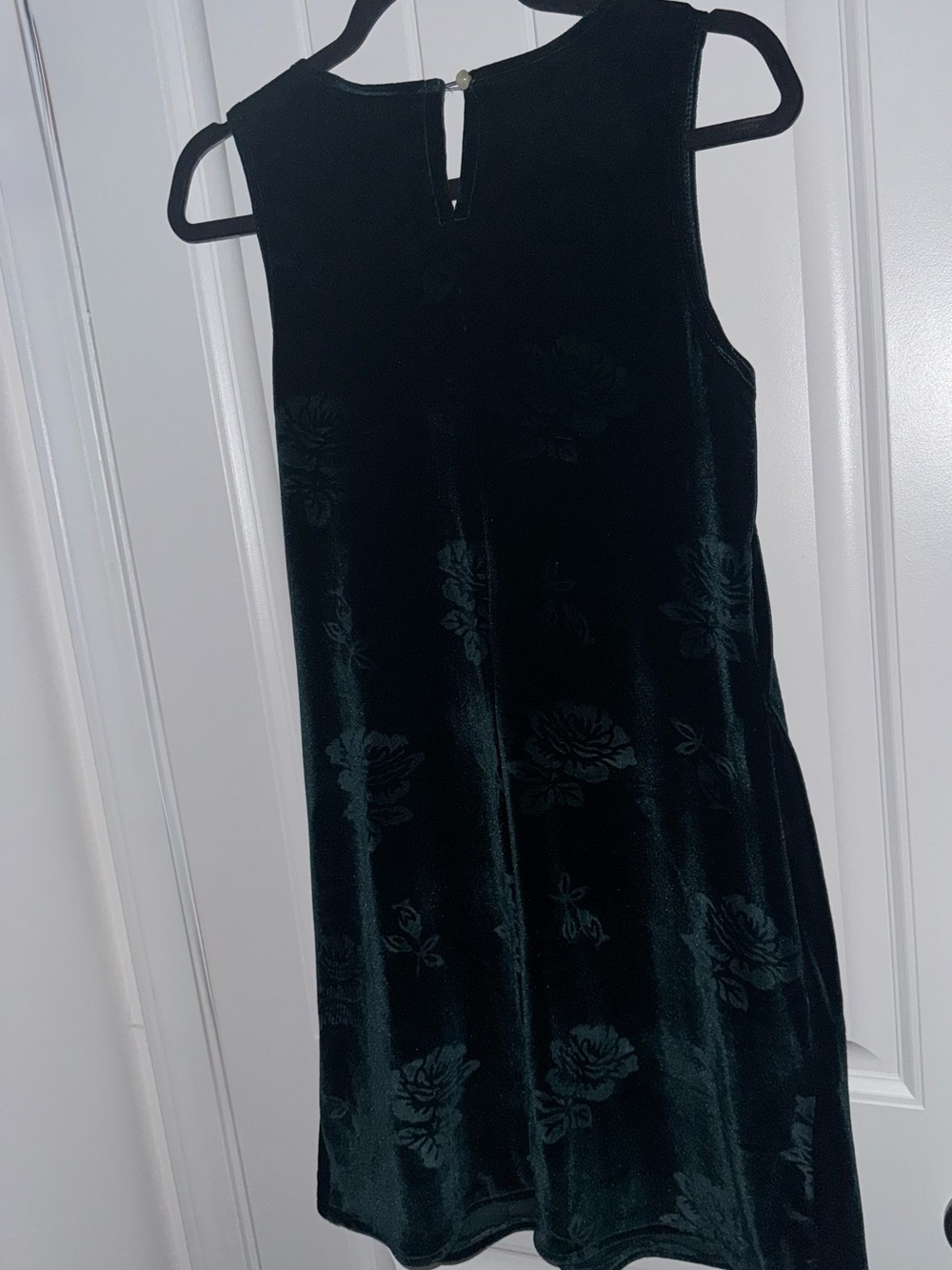 Skylar Blue Velvet Floral Sleeveless Shift Dress Teal Green Small